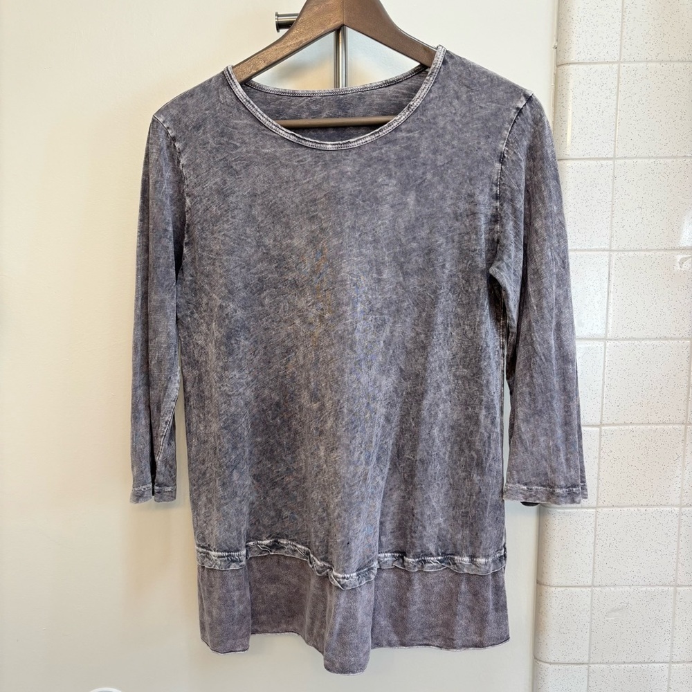 Jess & Jane Tunic Size Small Gray Mineral Wash Artsy Boho Oversized Soft Comfort